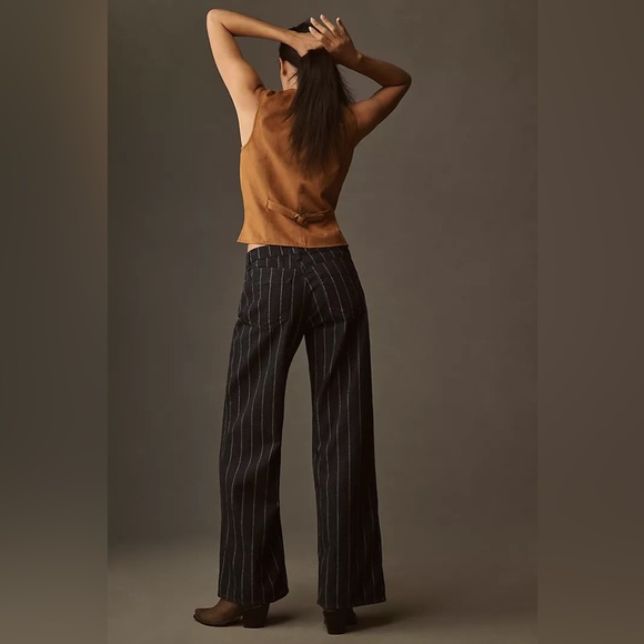 New Anthropologie x Reformation Cary Low-Rise Wide-Leg Pinstripe Lake Jeans 28 - Picture 2 of 12